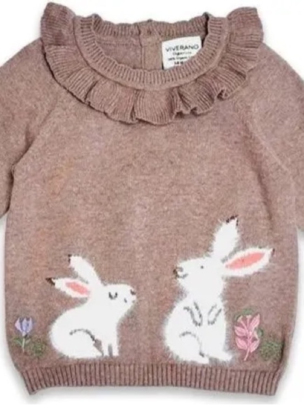 Furry Bunny Ruffle Collar Baby Pullover Sweater (Organic Cotton)